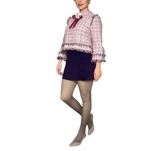 Luxlead Tweed Bell Sleeve Top with necklace- small